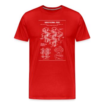 Bank of Georgia Tbilisi Blueprint design - Men's Premium Organic T-Shirt - red - Front - Damien (186cm)
