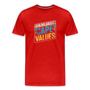 Ask Me About CAPE | Thunderstorm Meteorology - Men's Premium Organic T-Shirt - red - Front - Damien (186cm)