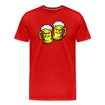Beer Comic Beer Glass - Men's Premium Organic T-Shirt - red - Front - Damien (186cm)