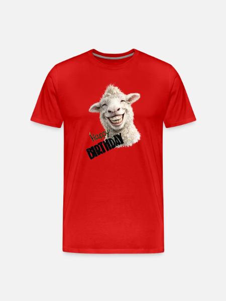 Smiling Sheep Birthday Design - Men's Premium Organic T-Shirt - red
