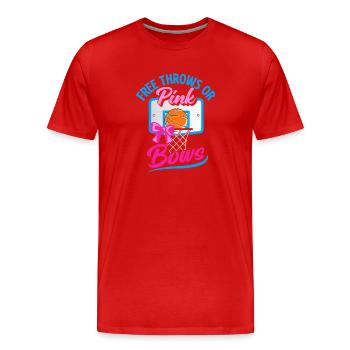 Freiwürfe oder rosa Schleifen - Männer Premium Bio T-Shirt - Rot - Vorne - Damien (186cm)