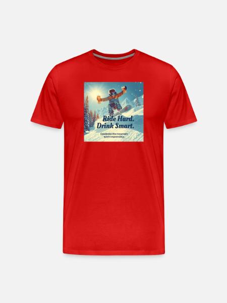 Ride Hard Drink Smart Mountain Fun - Men's Premium Organic T-Shirt - red