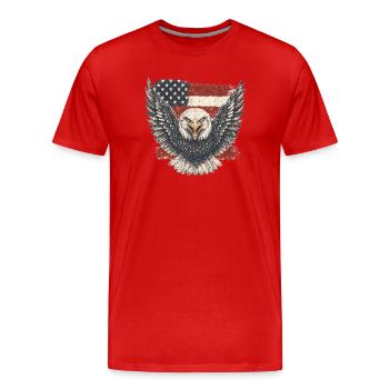 Adler vor Flagge Patriotische Kraft - Männer Premium Bio T-Shirt - Rot - Vorne - Damien (186cm)