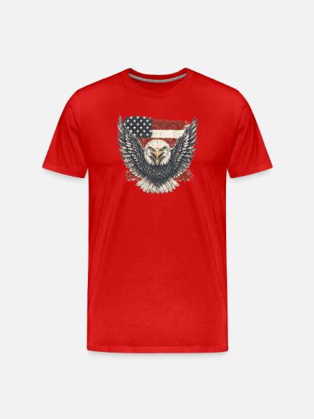 Aigle devant le drapeau Pouvoir patriotique - T-shirt bio Premium Homme - rouge