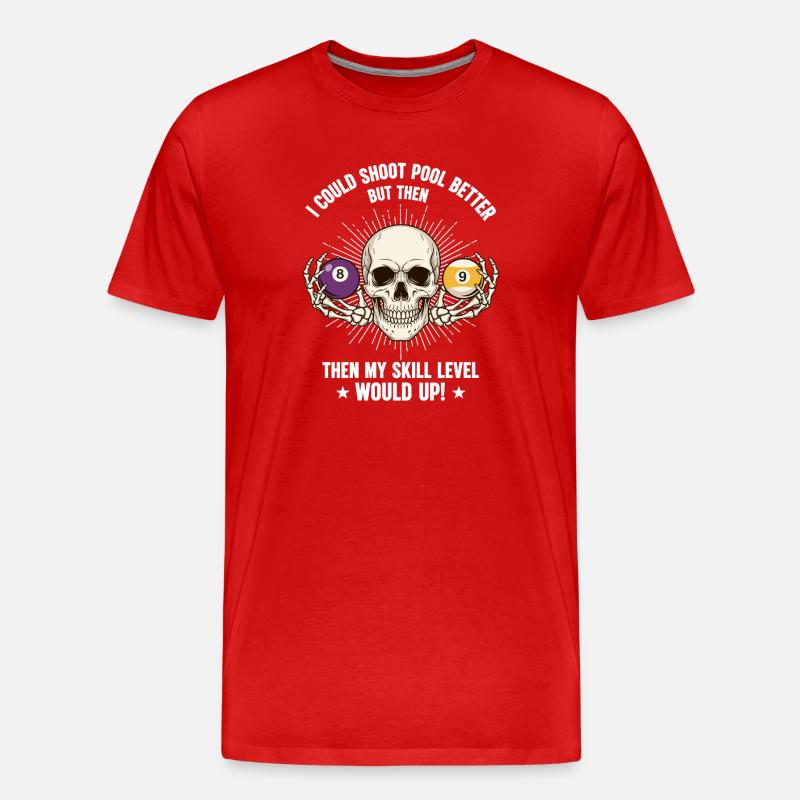 Billiard-Schädel-Billard-Billard-Tisch - Männer Premium Bio T-Shirt - Rot
