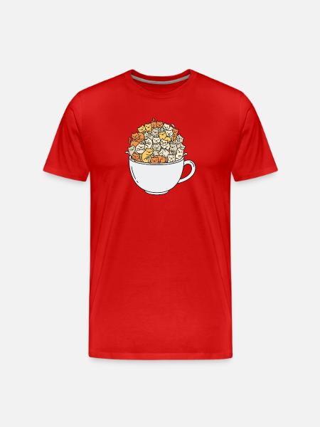 teacup full of cute cats - Men's Premium Organic T-Shirt - red