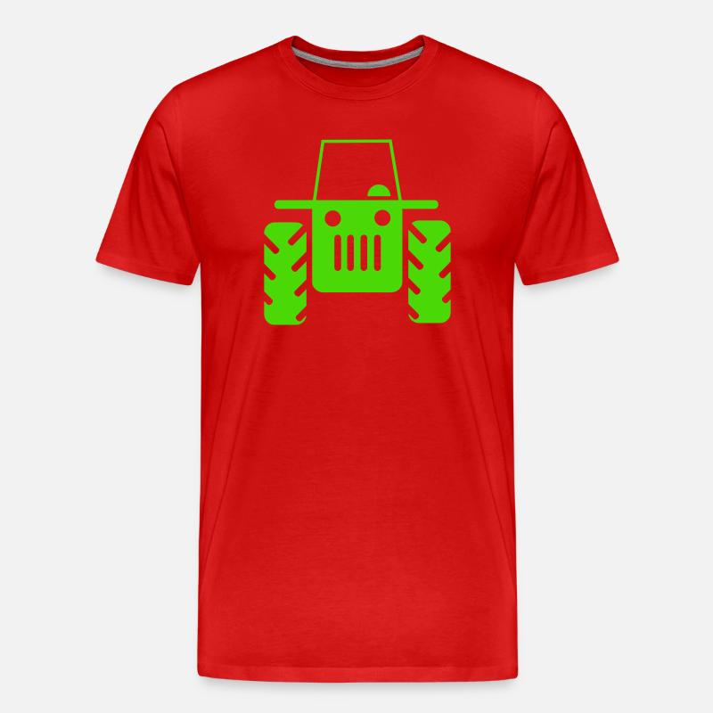 Retro Traktor  - Männer Premium Bio T-Shirt - Rot