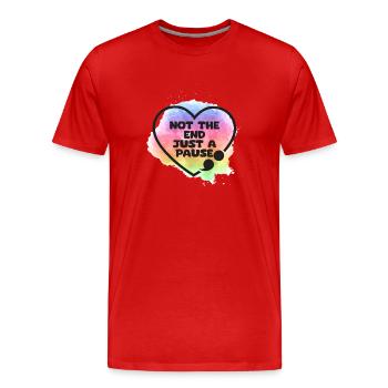 Prévention du suicide en point-virgule juste - T-shirt bio Premium Homme - rouge - Devant - Damien (186cm)