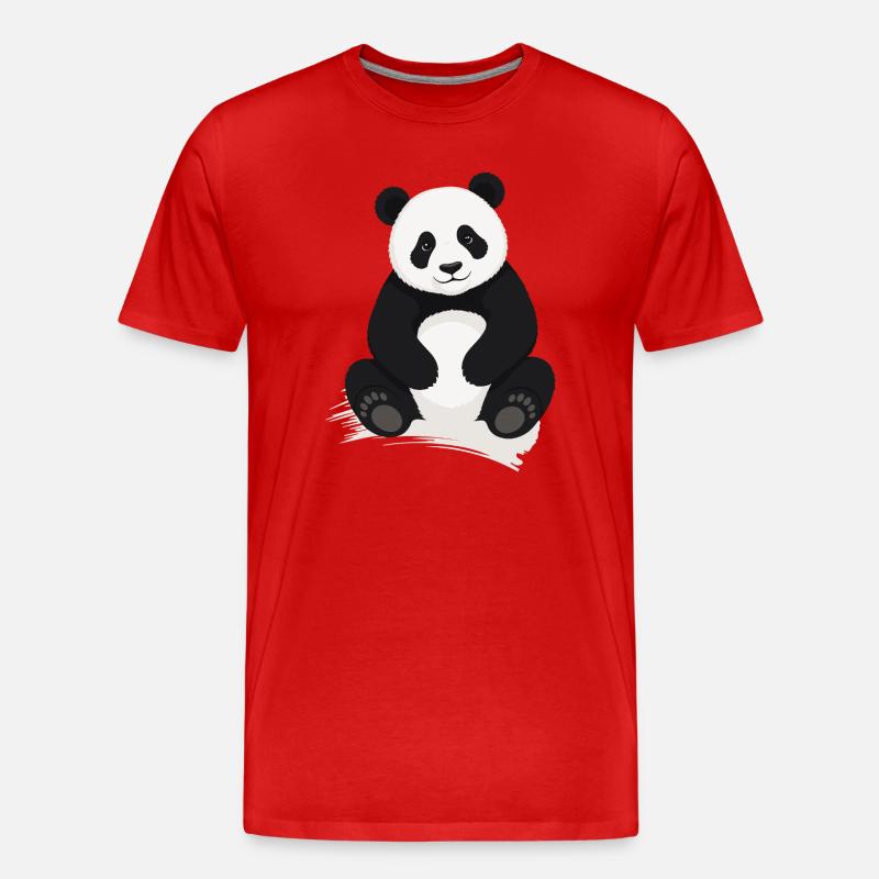 Süßer Panda Comic Motiv - Männer Premium Bio T-Shirt - Rot
