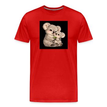 Maman Koala avec son bébé - T-shirt bio Premium Homme - rouge - Devant - Damien (186cm)