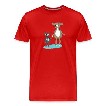Lama Einschulung - Männer Premium Bio T-Shirt - Rot - Vorne - Damien (186cm)
