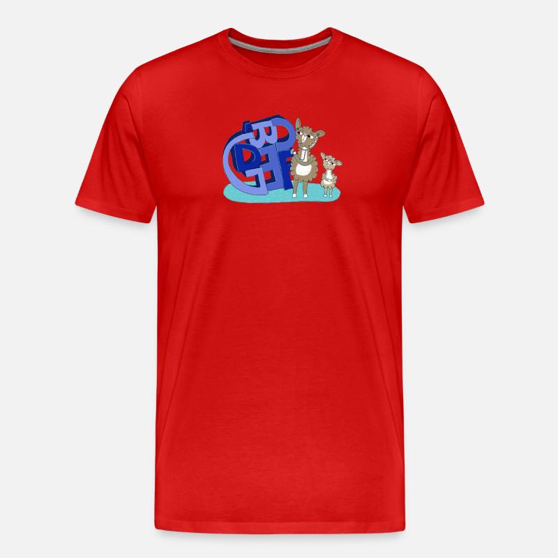 Doktor Lama mit blauen Buchstaben - Männer Premium Bio T-Shirt - Rot