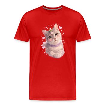 Blütiges Kätzchen - Männer Premium Bio T-Shirt - Rot - Vorne - Damien (186cm)