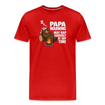 Papa Bear Warning May Nap Suddenly At Any Time - Männer Premium Bio T-Shirt - Rot - Vorne - Damien (186cm)