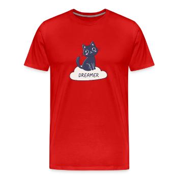 Dreamy cat on cloud - Men's Premium Organic T-Shirt - red - Front - Damien (186cm)