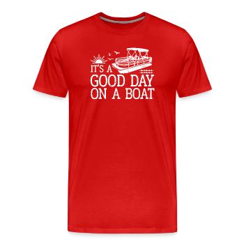 It's a good day on a boat - Men's Premium Organic T-Shirt - red - Front - Damien (186cm)