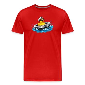 Kapitäns-Ente im Rettungsring - Männer Premium Bio T-Shirt - Rot - Vorne - Damien (186cm)
