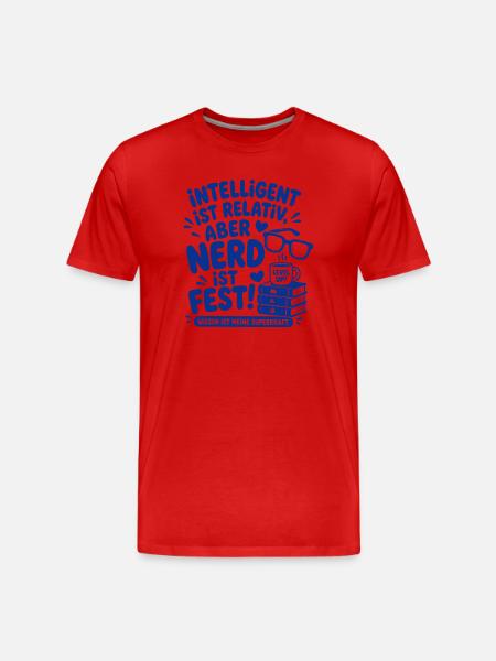 Intelligent Ist Relativ Nerd - Männer Premium Bio T-Shirt - Rot