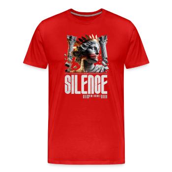 Silence – Die Macht des Schweigens - Männer Premium Bio T-Shirt - Rot - Vorne - Damien (186cm)