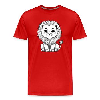 Caricature de la tête de lion - T-shirt bio Premium Homme - rouge - Devant - Damien (186cm)