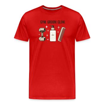 Looksmaxing Gym Groom Glow Gen Z Self Improvement - Men's Premium Organic T-Shirt - red - Front - Damien (186cm)