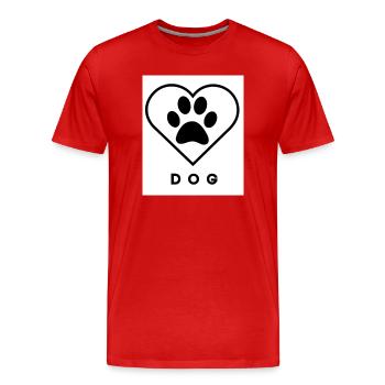 Hundeliebe Pfoten-Herz gross  - Männer Premium Bio T-Shirt - Rot - Vorne - Damien (186cm)