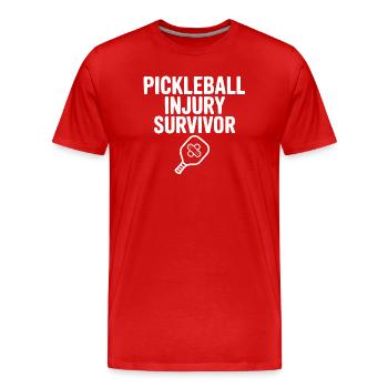 Survivant d’une blessure au pickleball - T-shirt bio Premium Homme - rouge - Devant - Damien (186cm)