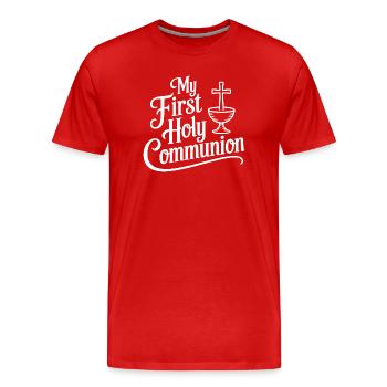 Meine erste Abendmahlzeit - Männer Premium Bio T-Shirt - Rot - Vorne - Damien (186cm)