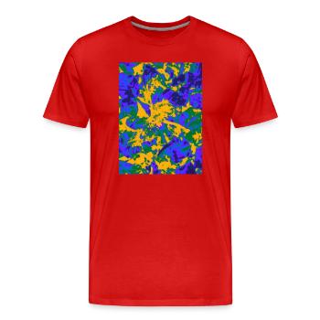 Explosion florale psychédélique néon - T-shirt bio Premium Homme - rouge - Devant - Damien (186cm)