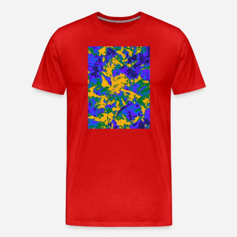 Explosion florale psychédélique néon - T-shirt bio Premium Homme - rouge