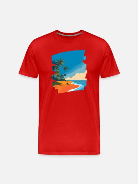Tropical Beach - Men's Premium Organic T-Shirt - red