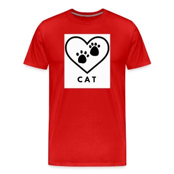 Cat love big - Men's Premium Organic T-Shirt - red - Front - Damien (186cm)