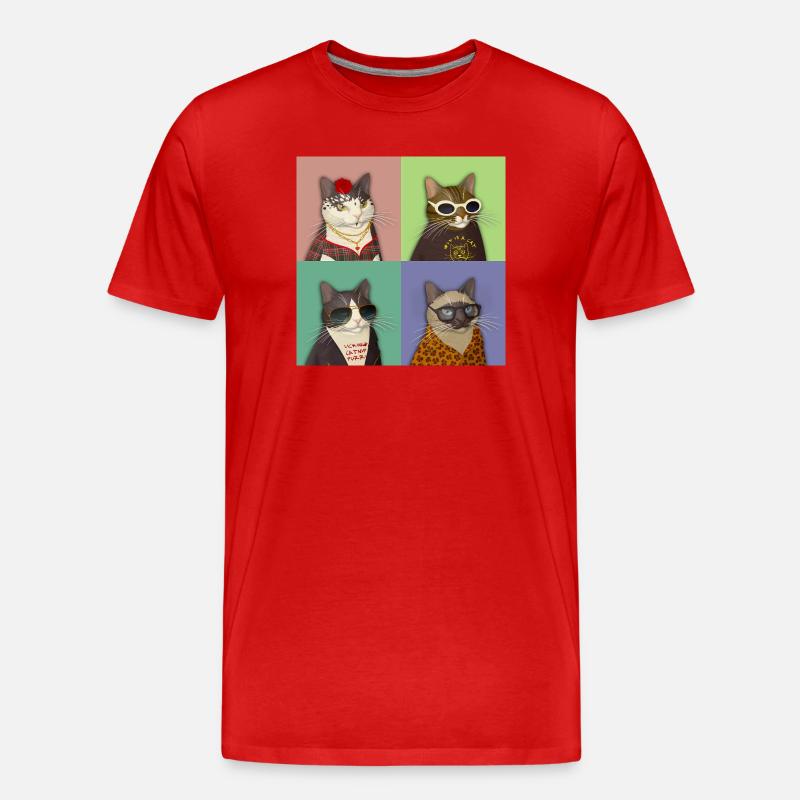 Alt Cats Quartett - Männer Premium Bio T-Shirt - Rot
