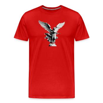 Engelstatue Schwarzweiß Eleganz - Männer Premium Bio T-Shirt - Rot - Vorne - Damien (186cm)