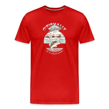 Ofishally Retired Fishing - Men's Premium Organic T-Shirt - red - Front - Damien (186cm)