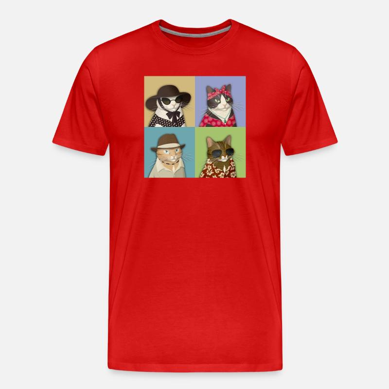 Pop Art de chat d’été - T-shirt bio Premium Homme - rouge