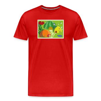 fruit village - Men's Premium Organic T-Shirt - red - Front - Damien (186cm)