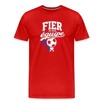 Fier de mon Équipe - Supporter Football France - T-shirt bio Premium Homme - rouge - Devant - Damien (186cm)