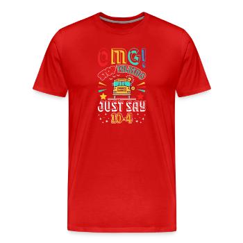 Bus scolaire qui dit 10vier4 - T-shirt bio Premium Homme - rouge - Devant - Damien (186cm)