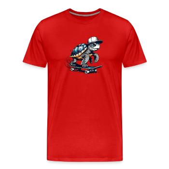 Techno Skater Schildkröte - Männer Premium Bio T-Shirt - Rot - Vorne - Damien (186cm)