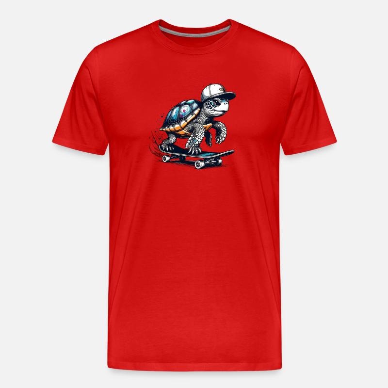 Techno Skater Schildkröte - Männer Premium Bio T-Shirt - Rot