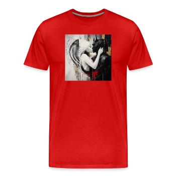 La lumière rencontre l’ombre Amants - T-shirt bio Premium Homme - rouge - Devant - Damien (186cm)
