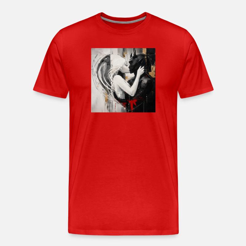 Licht trifft Schatten Liebespaar - Männer Premium Bio T-Shirt - Rot