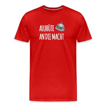 Aluhüte An Die Macht - Männer Premium Bio T-Shirt - Rot - Vorne - Damien (186cm)