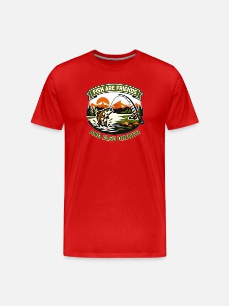 Fish Friends and Dinner - Men's Premium Organic T-Shirt - red