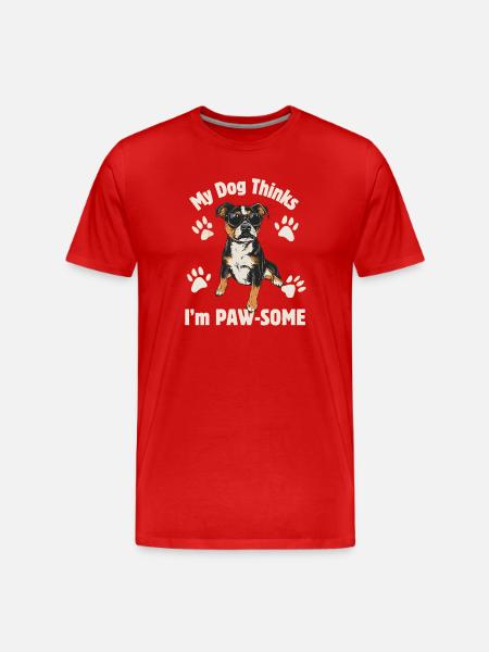 Dog Thinks Im Pawsome - Men's Premium Organic T-Shirt - red
