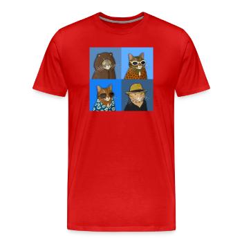 Getigerte Katzensorte - Männer Premium Bio T-Shirt - Rot - Vorne - Damien (186cm)