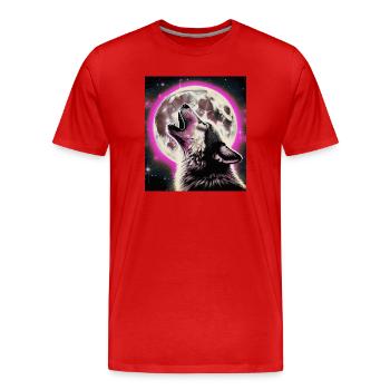 Wolf howls at the Full Moon - Men's Premium Organic T-Shirt - red - Front - Damien (186cm)