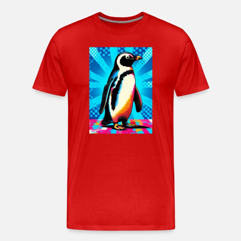 Pinguin - Männer Premium Bio T-Shirt - Rot