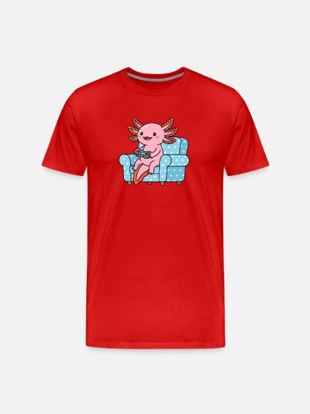 Couch Gaming Axolotl - Men's Premium Organic T-Shirt - red